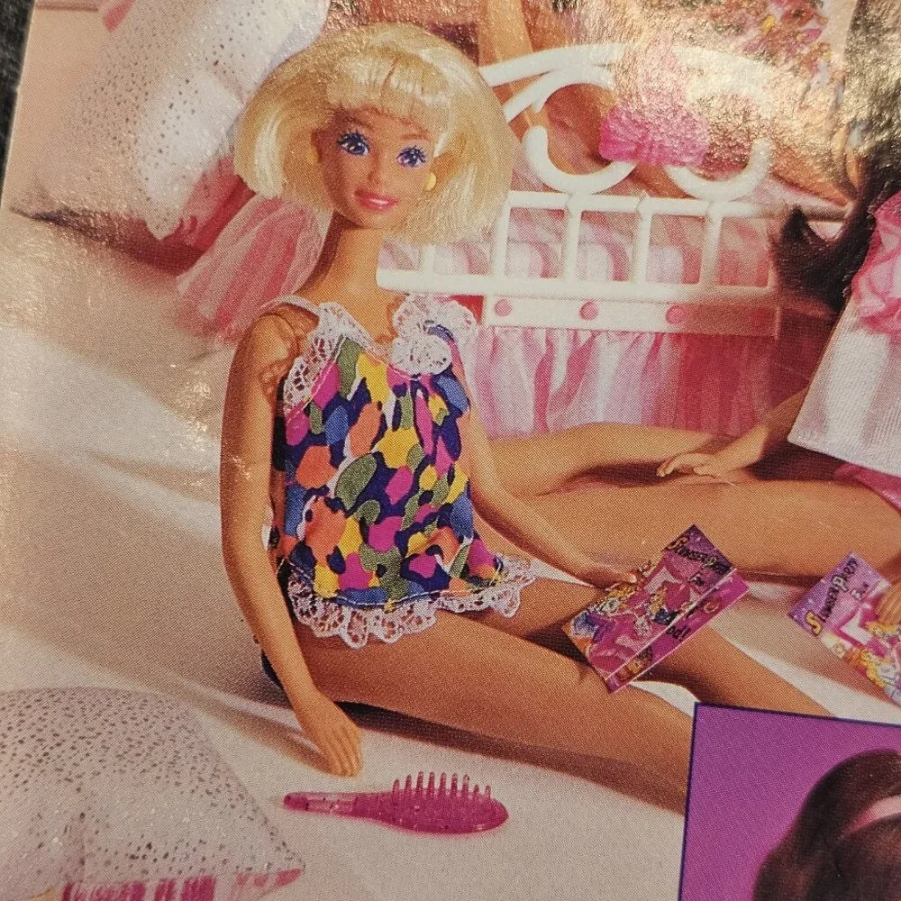 VINTAGE 1993 MATTEL BARBIE SLEEP N FUN‎ FASHIONS PAJAMA'S PINK BRUSH NEW 68021